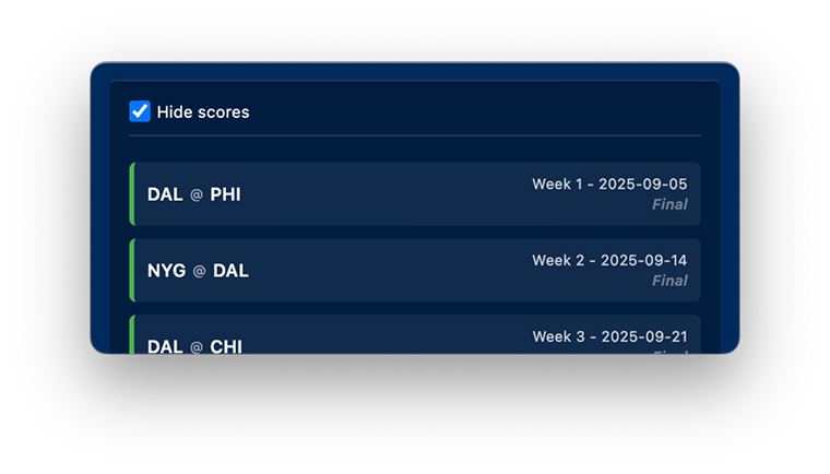 Screenshot - Schedule & Results
